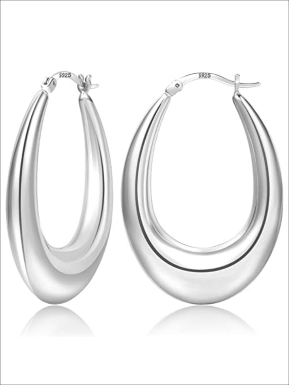 Chunky Sterling Silver Hoop Earrings Hypoallergenic 40mm